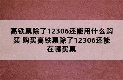 高铁票除了12306还能用什么购买 购买高铁票除了12306还能在哪买票